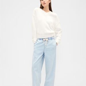High Rise Pull-On Wide-Leg Jeans
